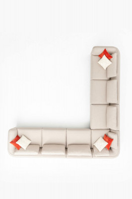 Narożnikowa kanapa Sofa L Kształt Luksusowy Salon Beżowa Podkładka Sofa Meble 402x402cm