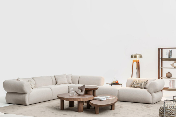 Cozy Narożnikowa kanapa Beżowa sofa tapicerowana w kształcie litery L Żywy krajobraz Couch Nowość