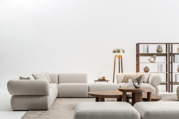 Cozy Narożnikowa kanapa Beżowa sofa tapicerowana w kształcie litery L Żywy krajobraz Couch Nowość