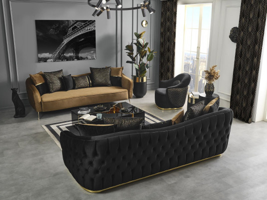 Nowoczesna Sofa Chesterfield 4 miejsce do siedzenia Materiał Sofy Poliester Żółty Nowy