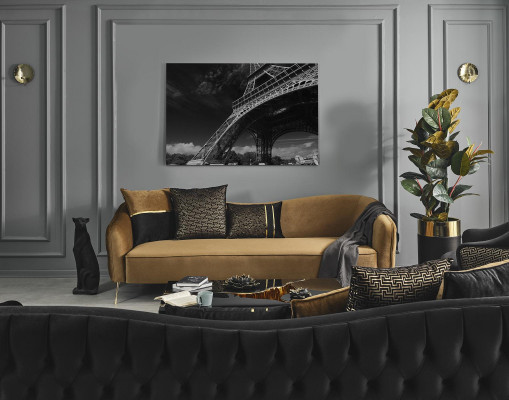 Nowoczesna Sofa Chesterfield 4 miejsce do siedzenia Materiał Sofy Poliester Żółty Nowy
