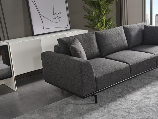 Sofa czteroosobowa 4 miejsce do siedzenia Sofy Nowoczesny Szary Design Materiał Poliester Nowość