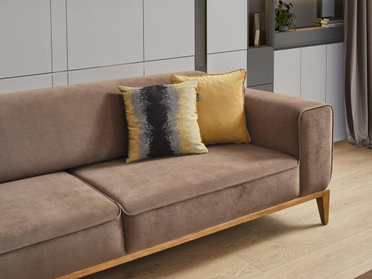 Sofa czteroosobowa 4 miejsce do siedzenia Sofy Materiał Brązowy Salon Luksusowy Nowoczesny