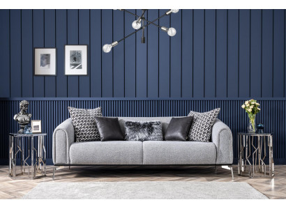 Sofa trzyosobowa 3 miejsce do siedzenia Sofy Siedziba Materiał Szary Salon Nowoczesny Luksus