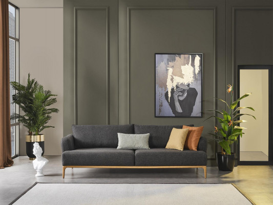 Sofa czteroosobowa 4 miejsce do siedzenia Sofy Nowoczesny Design Materiał Poliester Szary Nowość
