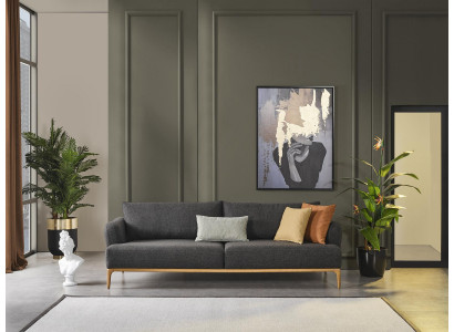 Sofa czteroosobowa 4 miejsce do siedzenia Sofy Nowoczesny Design Materiał Poliester Szary Nowość