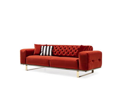 Sofa trzyosobowa Chesterfield 3 miejsce do siedzenia Sofy Czerwony Materiał Living Room Luxury