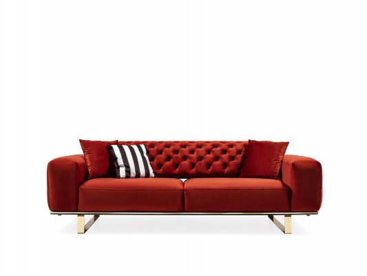 Sofa trzyosobowa Chesterfield 3 miejsce do siedzenia Sofy Czerwony Materiał Living Room Luxury