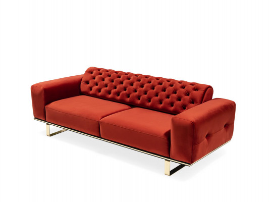 Sofa trzyosobowa Chesterfield 3 miejsce do siedzenia Sofy Czerwony Materiał Living Room Luxury