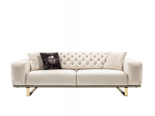 Sofa trzyosobowa Chesterfield 3 Siedziba Sofy Biały Materiał Salon Luksus
