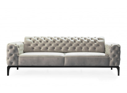 Sofa trzyosobowa 3 miejsce do siedzenia Sofy Materiał Biały Pokój dzienny Chesterfield Nowość