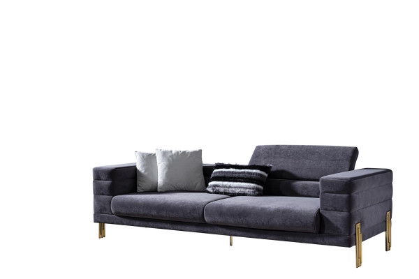 Sofa Trzyosobowa 3 miejsce do siedzenia Sofy Materiał Szary Salon Luksusowy Nowoczesny Siedziba