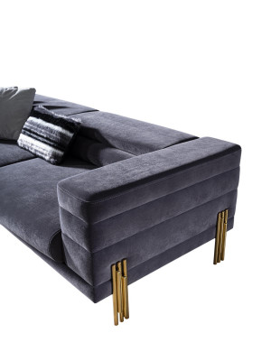 Sofa Trzyosobowa 3 miejsce do siedzenia Sofy Materiał Szary Salon Luksusowy Nowoczesny Siedziba