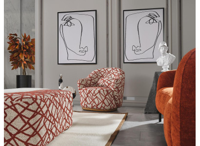 Fotel EarsFotel Nowoczesny materiał Salon Poliester Pomarańczowy Design
