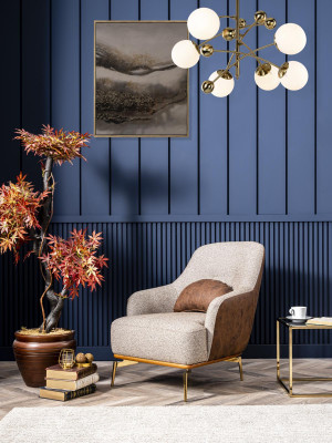 Fotel EarsFotel Nowoczesny Materiał Salon Poliester Szary Design Siedziba