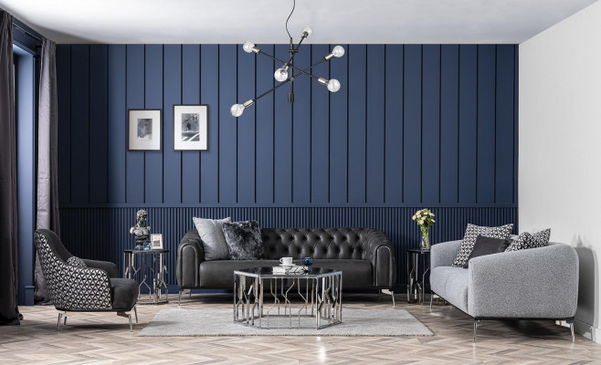 Fotel uszyFotel sztuczna skóra salon poliester design Czarny