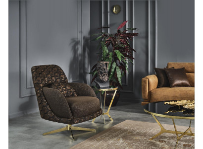Fotel EarsFotel CocktailFotel Materiał Salon Poliester Brązowy