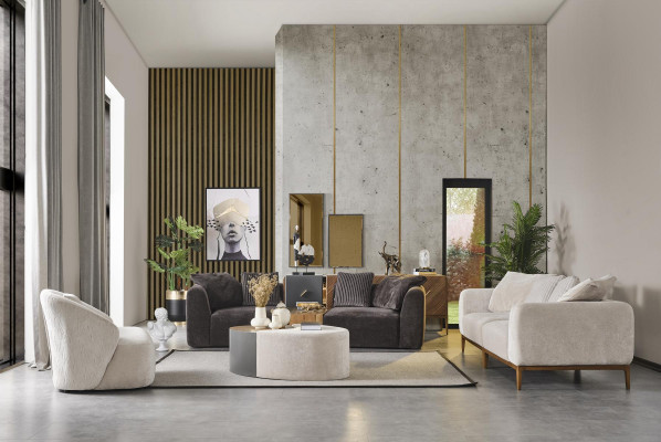 Sofa trzyosobowa 3 miejsce do siedzenia Sofy Design Biały Nowoczesny Materiał Poliester Nowość