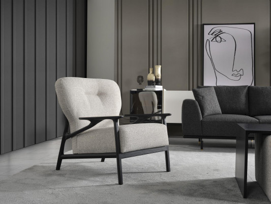 Fotel EarsFotel Nowoczesny Materiał Salon Poliester Biały Design
