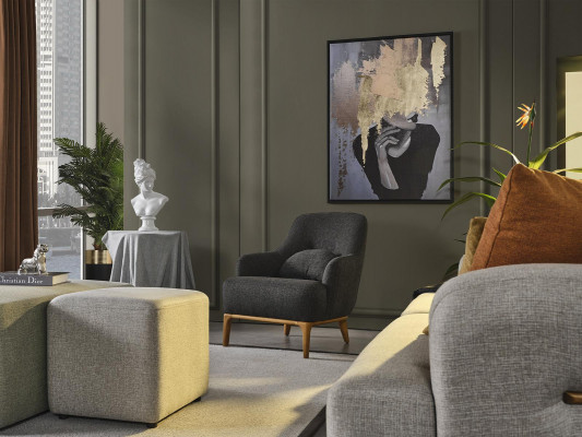 Fotel EarsFotel Nowoczesny Materiał Salon Poliester Szary Design Siedziba