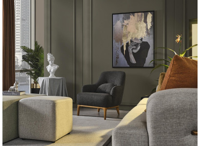 Fotel EarsFotel Nowoczesny Materiał Salon Poliester Szary Design Siedziba