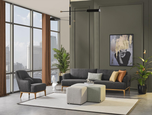 Fotel EarsFotel Nowoczesny Materiał Salon Poliester Szary Design Siedziba