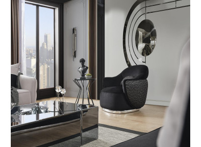 Fotel EarsFotel Nowoczesny Materiał Salon Poliester Czarny Design