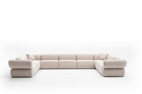 Narożnikowa kanapa Kształt U Luksusowy Styl Salonu Nowoczesna Tapicerowana Sofa Włókienniczy