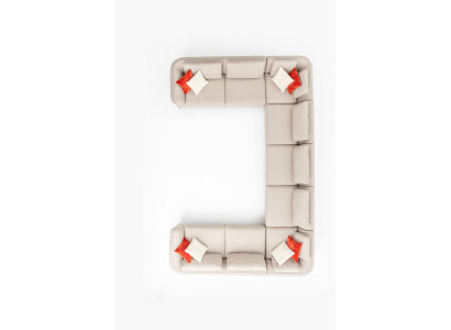Luksusowa sofa do salonu Narożnikowa kanapa w kształcie litery U, beżowa tapicerowana sofa w nowoczesnym stylu