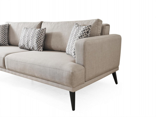 Zestaw sofowy Sofa 3 miejsce do siedzenia Fotel Materiał Beżowy Nowoczesny zestaw poliestrowy