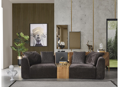 Sofa czteroosobowa 4 miejsce do siedzenia Sofy Nowoczesny Design Materiał Poliester Czarny