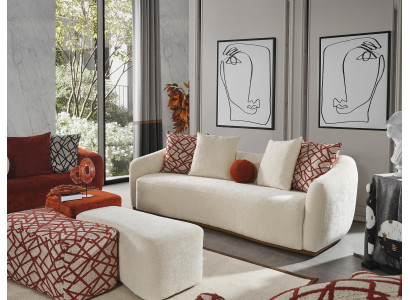 Sofa czteroosobowa 4 miejsce do siedzenia Sofy Nowoczesny Design Materiał Poliester Biały Nowy