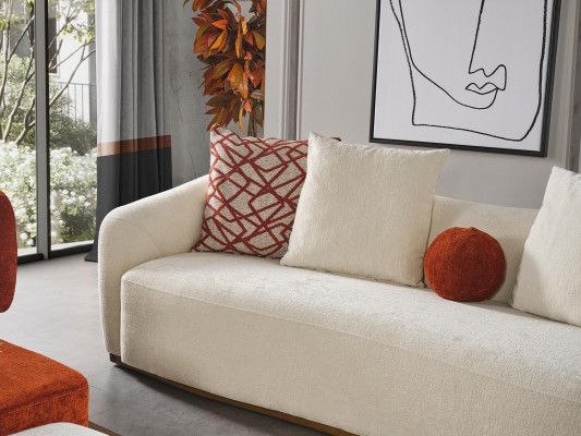 Sofa czteroosobowa 4 miejsce do siedzenia Sofy Nowoczesny Design Materiał Poliester Biały Nowy