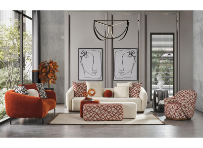 Kompletny zestaw sofowy Zestaw sofowy Sofa 431 Pomarańczowy Materiał 4-częściowy Grupa