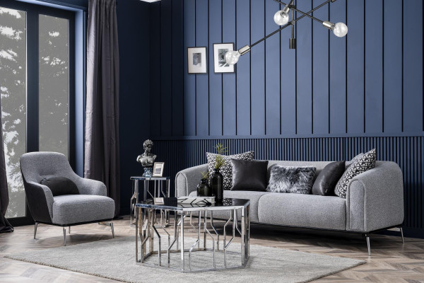 Zestaw sofowy Kompletny zestaw wypoczynkowy Sofa 431 Siedziba Materiał 3-częściowy Czarny