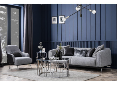 Zestaw sofowy Kompletny zestaw wypoczynkowy Sofa 431 Siedziba Materiał 3-częściowy Czarny