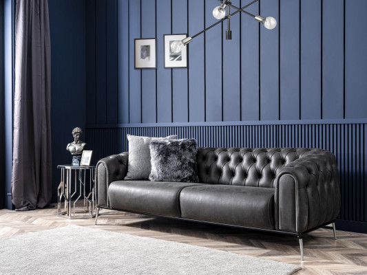 Zestaw sofowy Kompletny zestaw wypoczynkowy Sofa 431 Siedziba Materiał 3-częściowy Czarny
