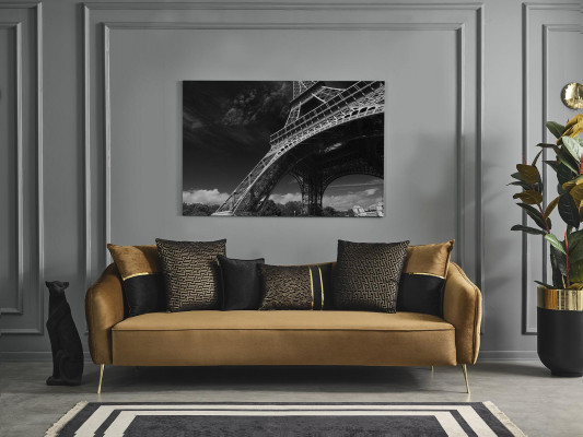 Chesterfield Zestaw sofowy Sofa 3 miejsce do siedzenia Fotel Niebieski Poliester Zestaw 2szt