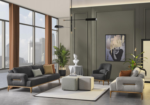 Zestaw sofowy Sofa Fotel 431 miejsce do siedzenia Materiał Luksusowe szare sofy do salonu