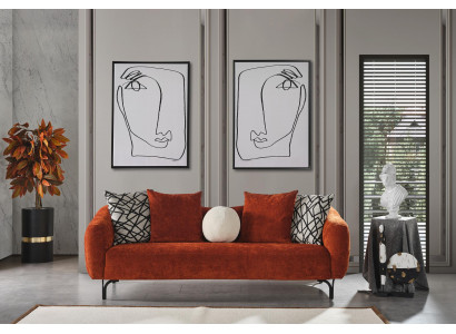 Sofa trzyosobowa 3 miejsce do siedzenia, sofy design nowoczesny materiał pomarańczowy salon