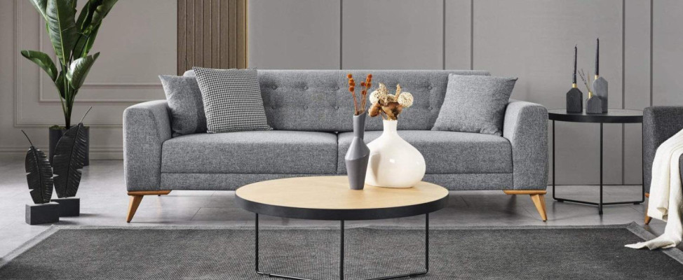 Nowoczesna trzyosobowa sofa szara luksusowe Meble w salonie 223cm