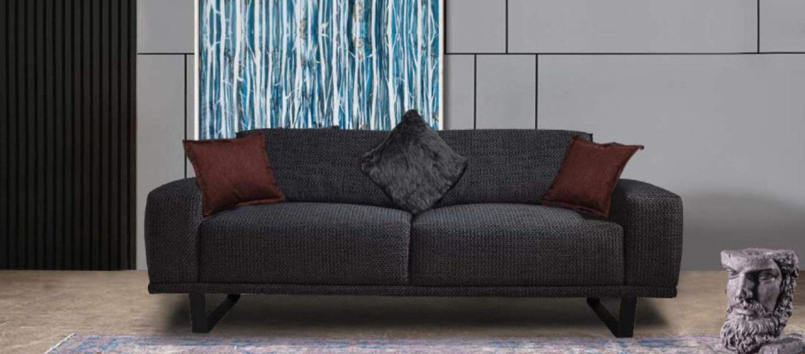Design Sofa 3 - miejsce siedzące Salon Luksusowe Czarne Meble Kanapy Sofy
