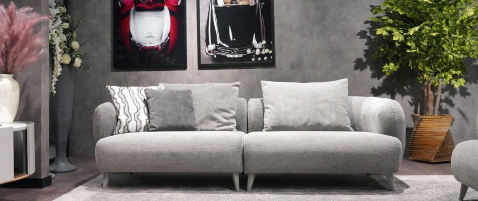 Luksusowa Sofa 3 - miejsce do siedzenia Design Szary Kolor miękka Sofa Podkładka Włókienniczy Big xxl