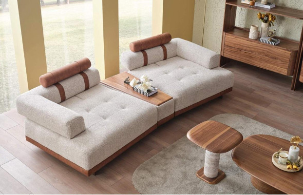 Nowoczesna Sofa Beżowa 3 Siedziba Luksusowe Meble do Salonu Design Trzyosobowa Styl Big xxl