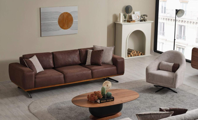 Nowoczesny zestaw do salonu, 2 sztuki. Sofa Fotel 4+1 miejsce do siedzenia Zestaw sofowy z kanapami