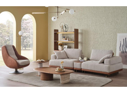 Nowoczesny zestaw sofowy 3+1 miejsce do siedzenia Beżowy zestaw designerski do salonu Sofa z kanapą