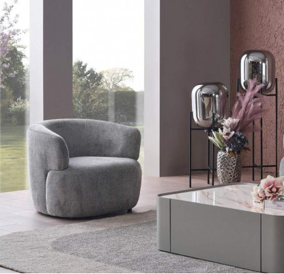 Stylowy Fotel Salon Miękkie Meble Szary Designerski Salon Club Jednoosobowy