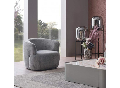 Stylowy Fotel Salon Miękkie Meble Szary Designerski Salon Club Jednoosobowy