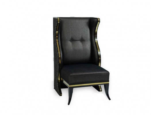 Klasyczny Fotel Luksusowy Design Drewno Czarne Uszy Fotel Lounge Club