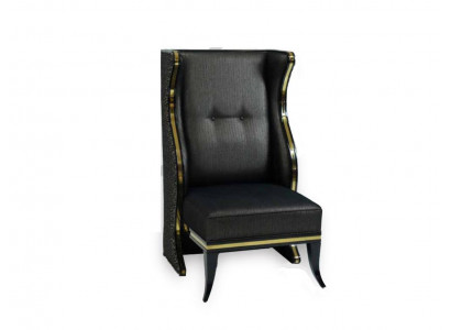 Klasyczny Fotel Luksusowy Design Drewno Czarne Uszy Fotel Lounge Club